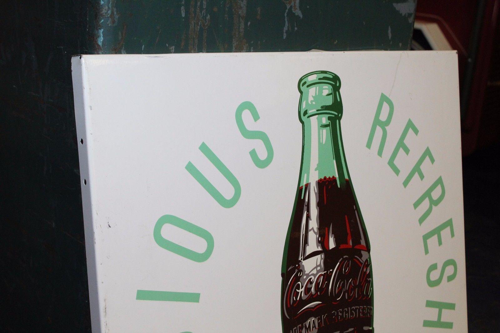 1954 Original Coca-Cola Tin Advertising Sign For Sale 2