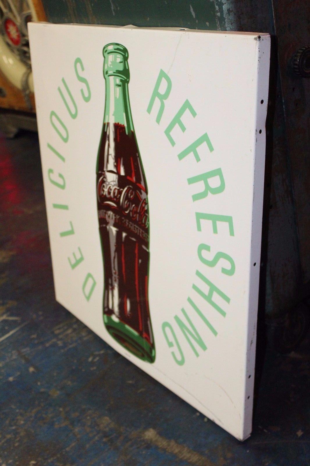 1954 Original Coca-Cola Tin Advertising Sign For Sale 3