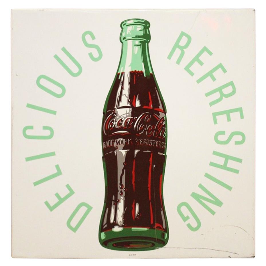 1954 Original Coca-Cola Tin Advertising Sign For Sale
