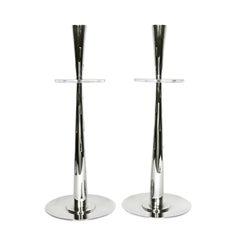 Pair of Mid-Century Modern Silver Palm Trees Candlesticks, Stamped - Spain 1954
