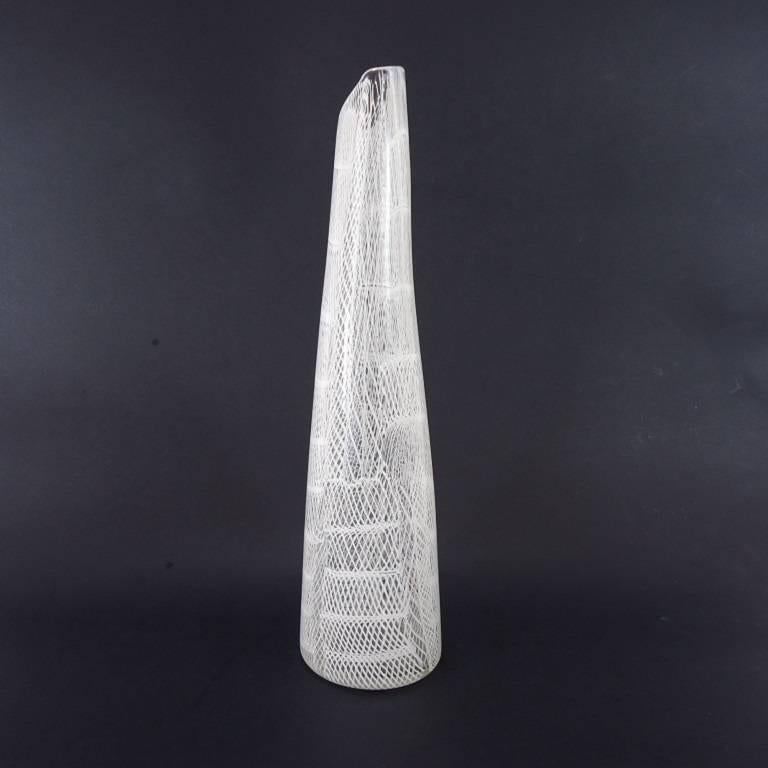 1954 Paolo Venini Muranoglas-Vase der Serie „Mosaico Zanfirico“ (Italienisch) im Angebot