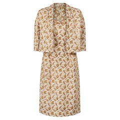 1954 Pierre Balmain Haute Couture Silk Brocade Dress and Jacket Suit