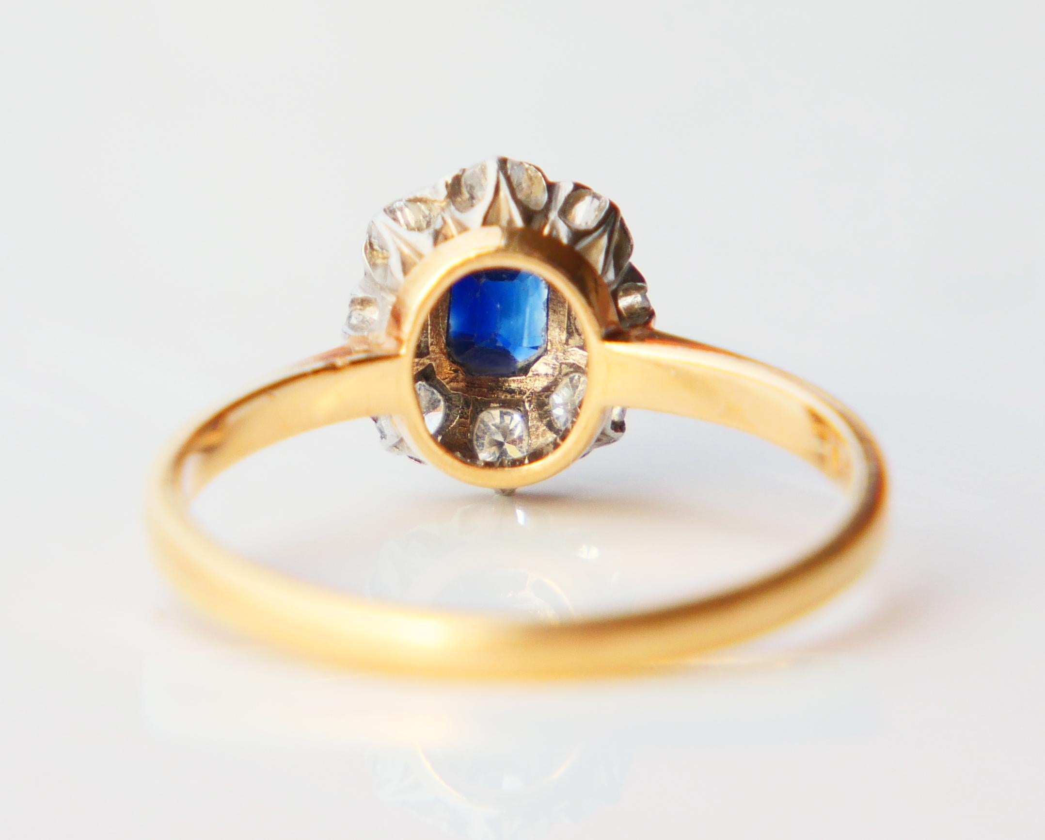 1954 Ring natural 0.45ct Sapphire 0.64 ctw Diamonds 18K Gold ØUS6.75 /2.43gr For Sale 5