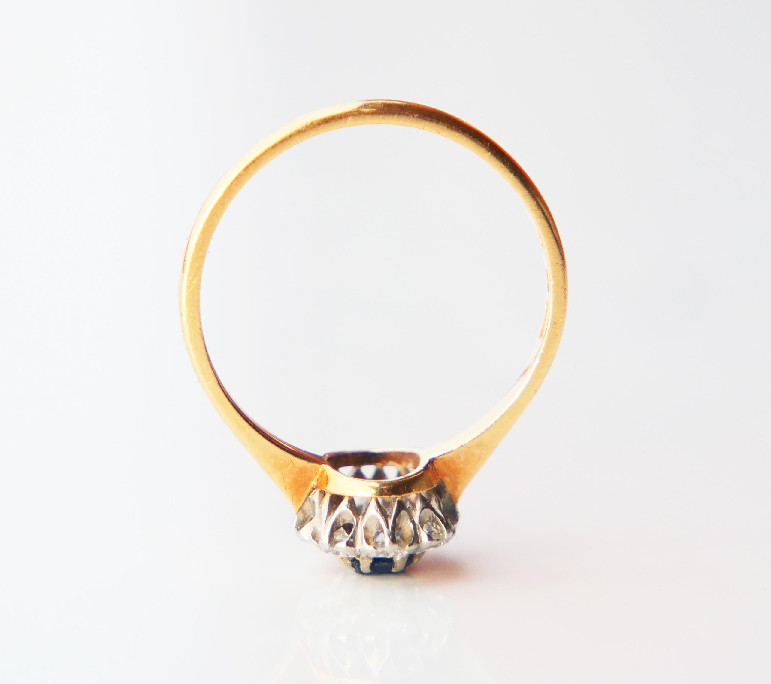 1954 Ring natural 0.45ct Sapphire 0.64 ctw Diamonds 18K Gold ØUS6.75 /2.43gr For Sale 6