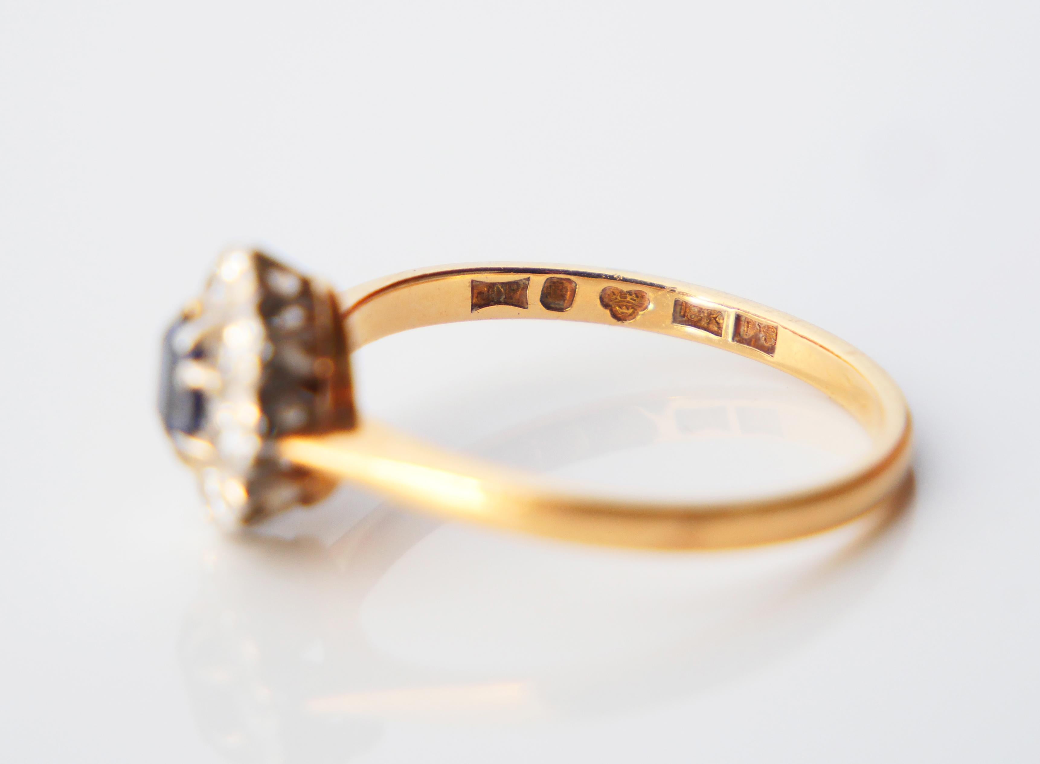 1954 Ring natural 0.45ct Sapphire 0.64 ctw Diamonds 18K Gold ØUS6.75 /2.43gr For Sale 9