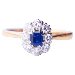Bague 1954 naturelle 0.45ct Saphir 0.64 ctw Diamants Or 18K ØUS6.75 /2.43gr