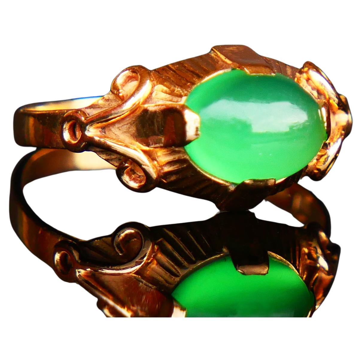 1954 Ring natural Green Chalcedony 18K Yellow Gold Ø 6 US / 2 gr