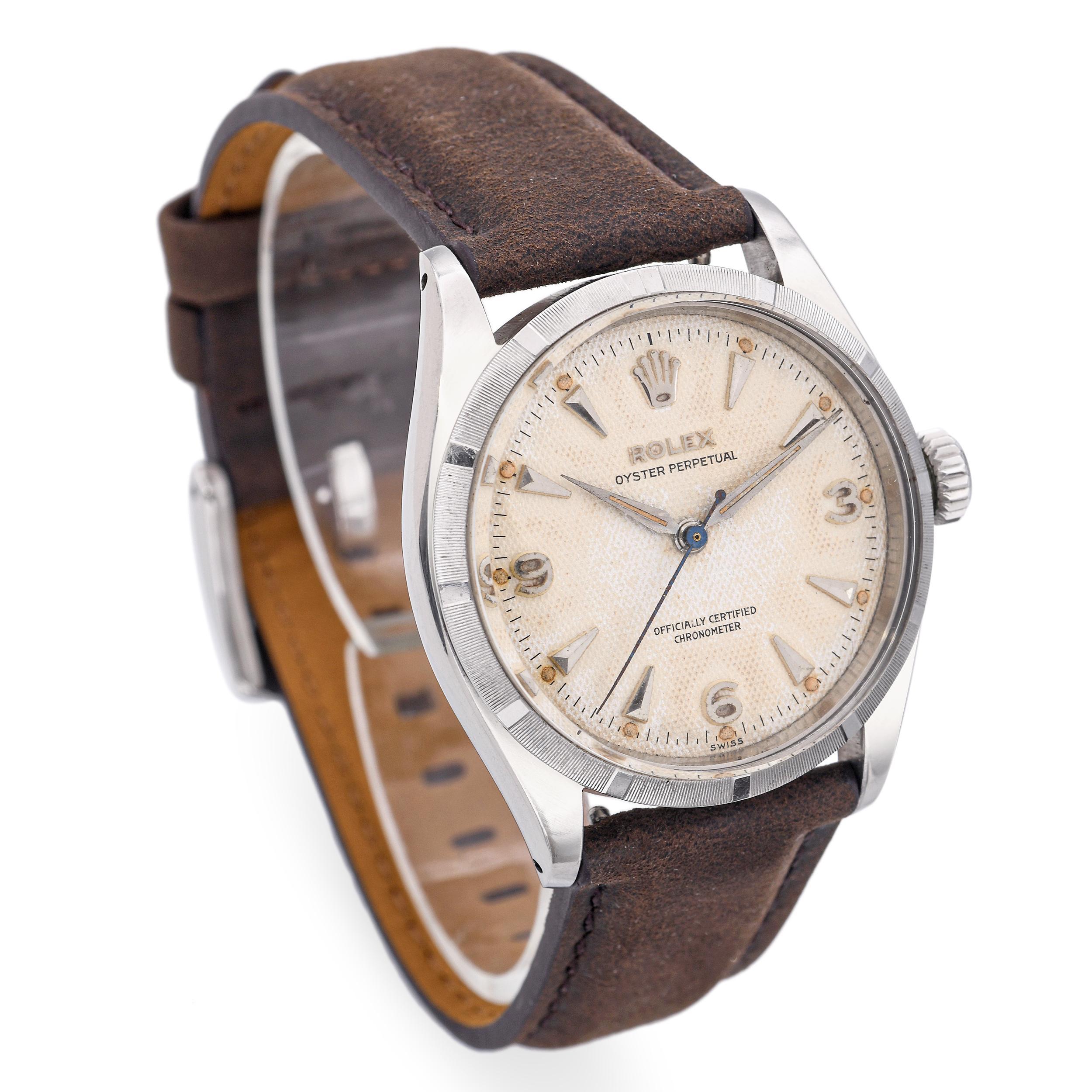 1954 Reloj Rolex Oyster Perpetual Automático de caballero de acero inoxidable Ref. 6285 en Bueno estado para la venta en New York, NY