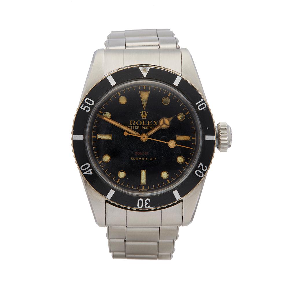 1954 Rolex Submariner Stainless Steel 6538 Wristwatch