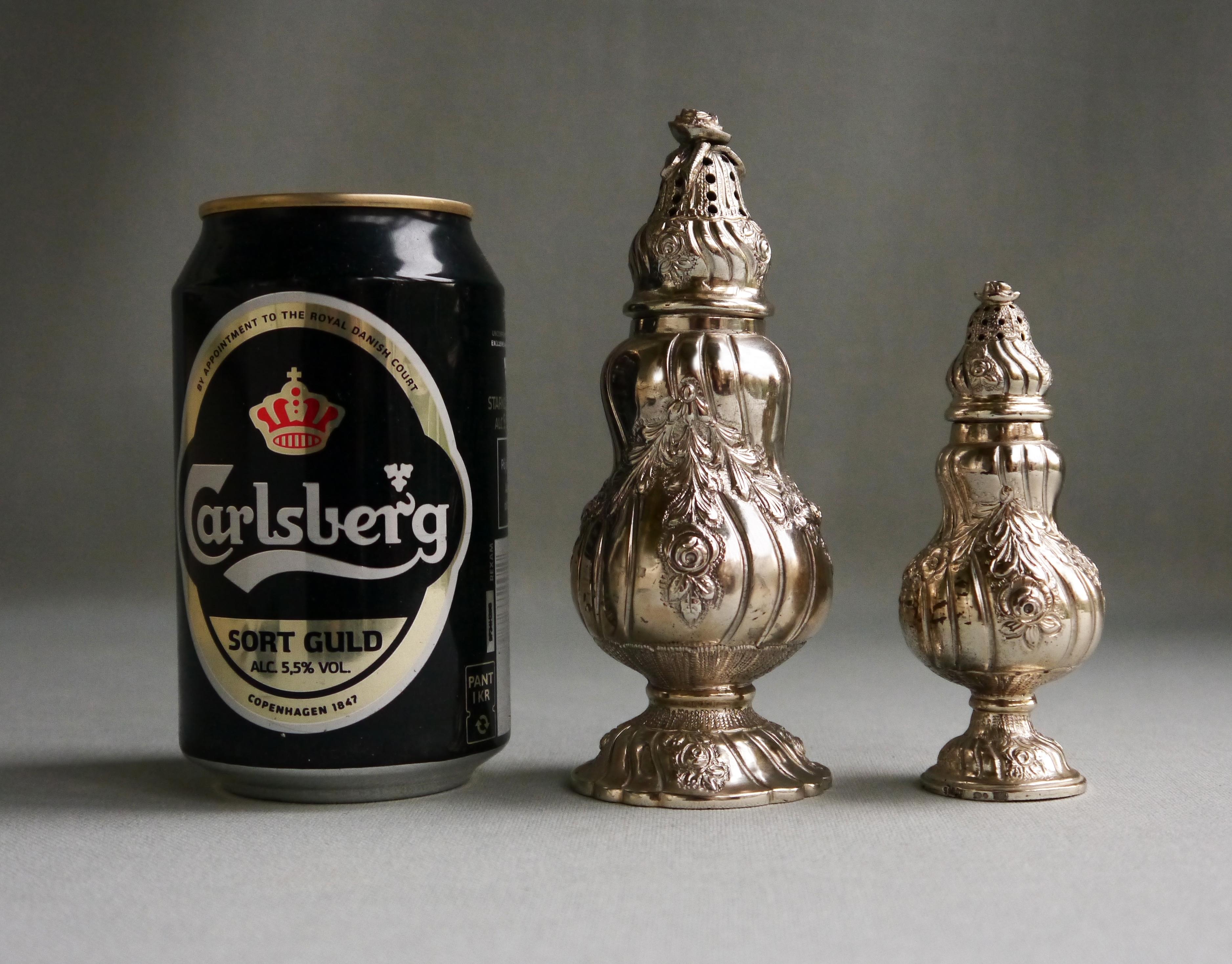 1954 Set Two Spice Casters solid 835 Silver / 184 gr For Sale 5