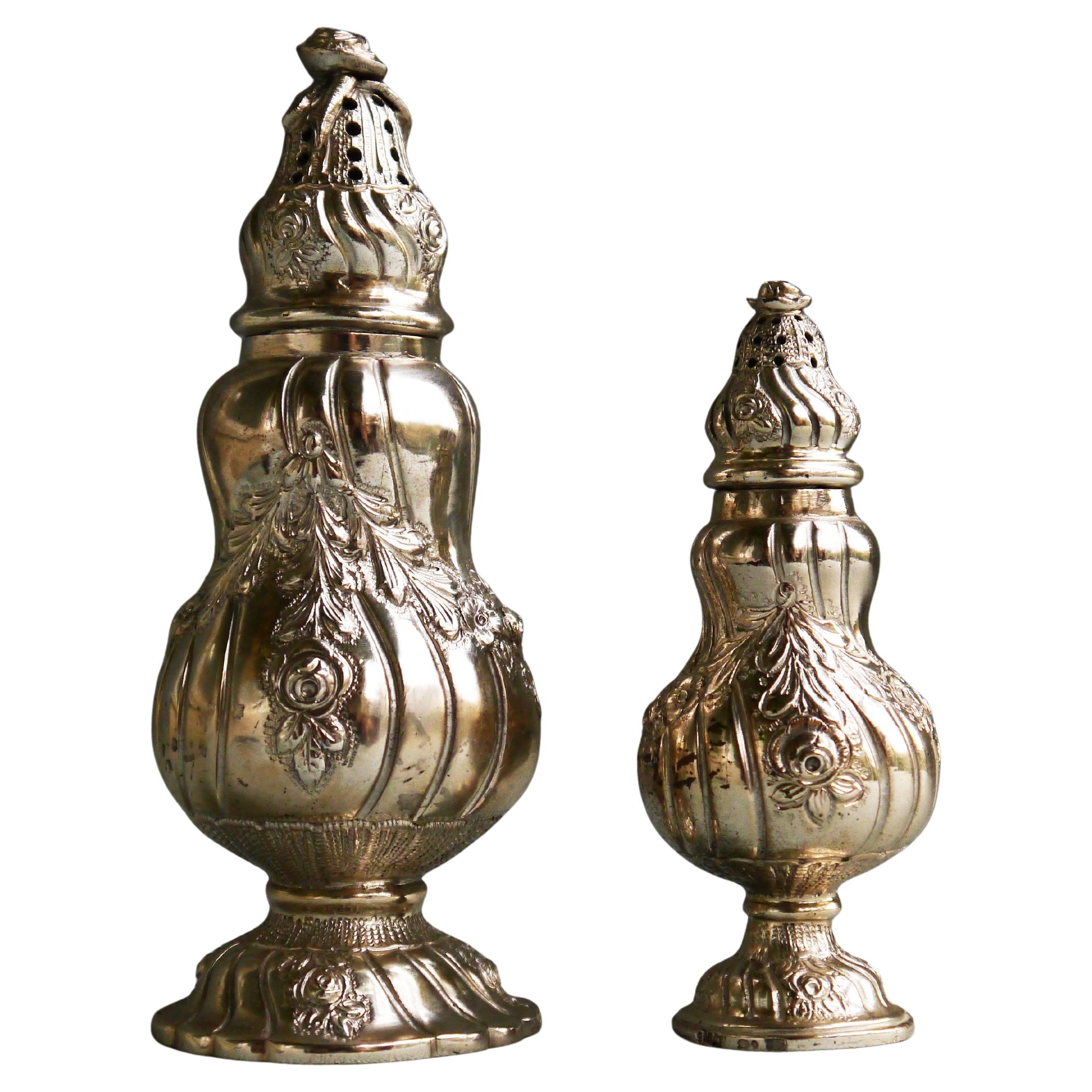 1954 Set Two Spice Casters solid 835 Silver / 184 gr For Sale