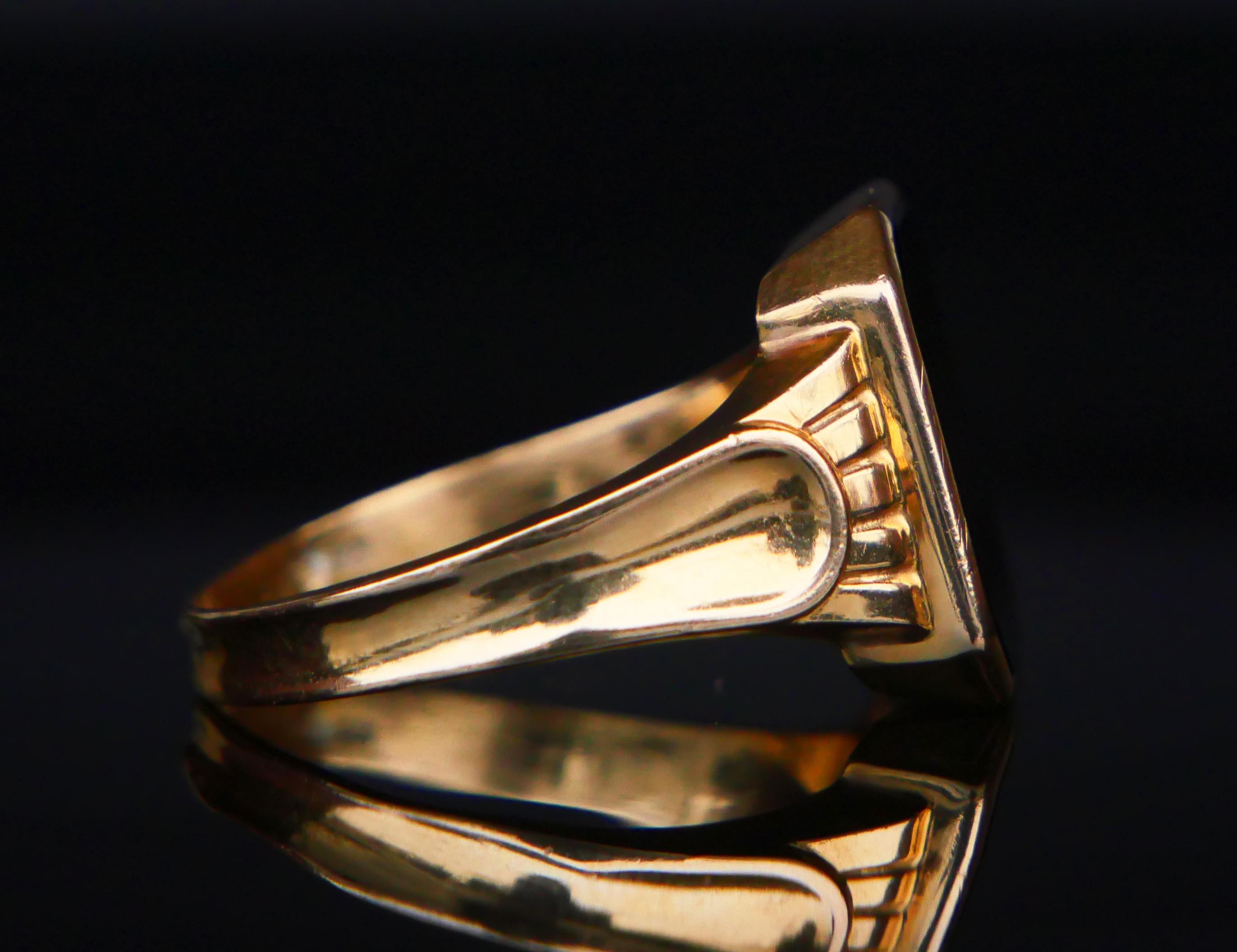 Men's 1954 Signet Men Ring 4.5ct natural Onyx solid 18K Gold Ø 10.5 US / 5.38gr For Sale