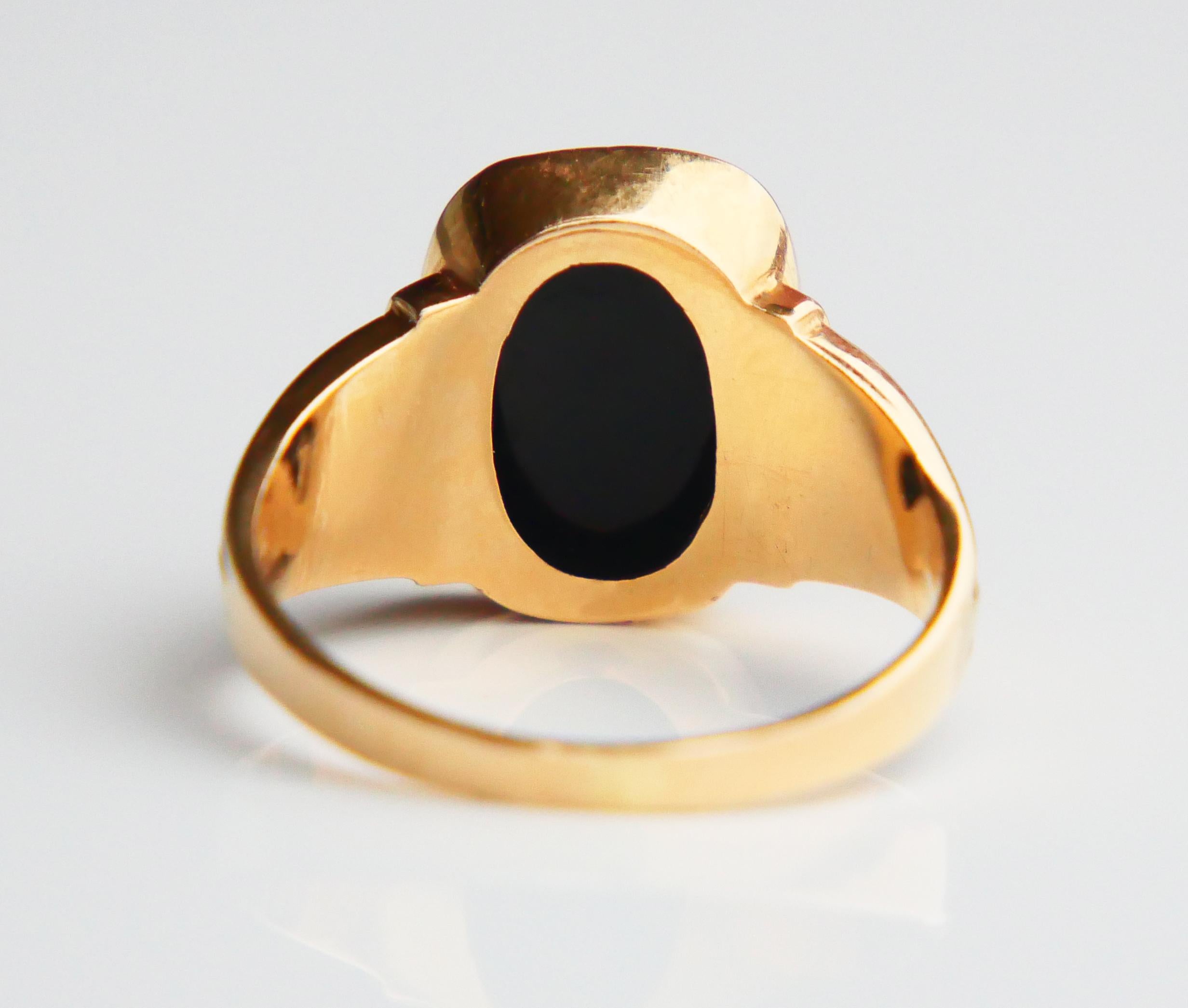 1954 Signet Men Ring 4.5ct natural Onyx solid 18K Gold Ø 9.25 US / 4.25gr For Sale 5