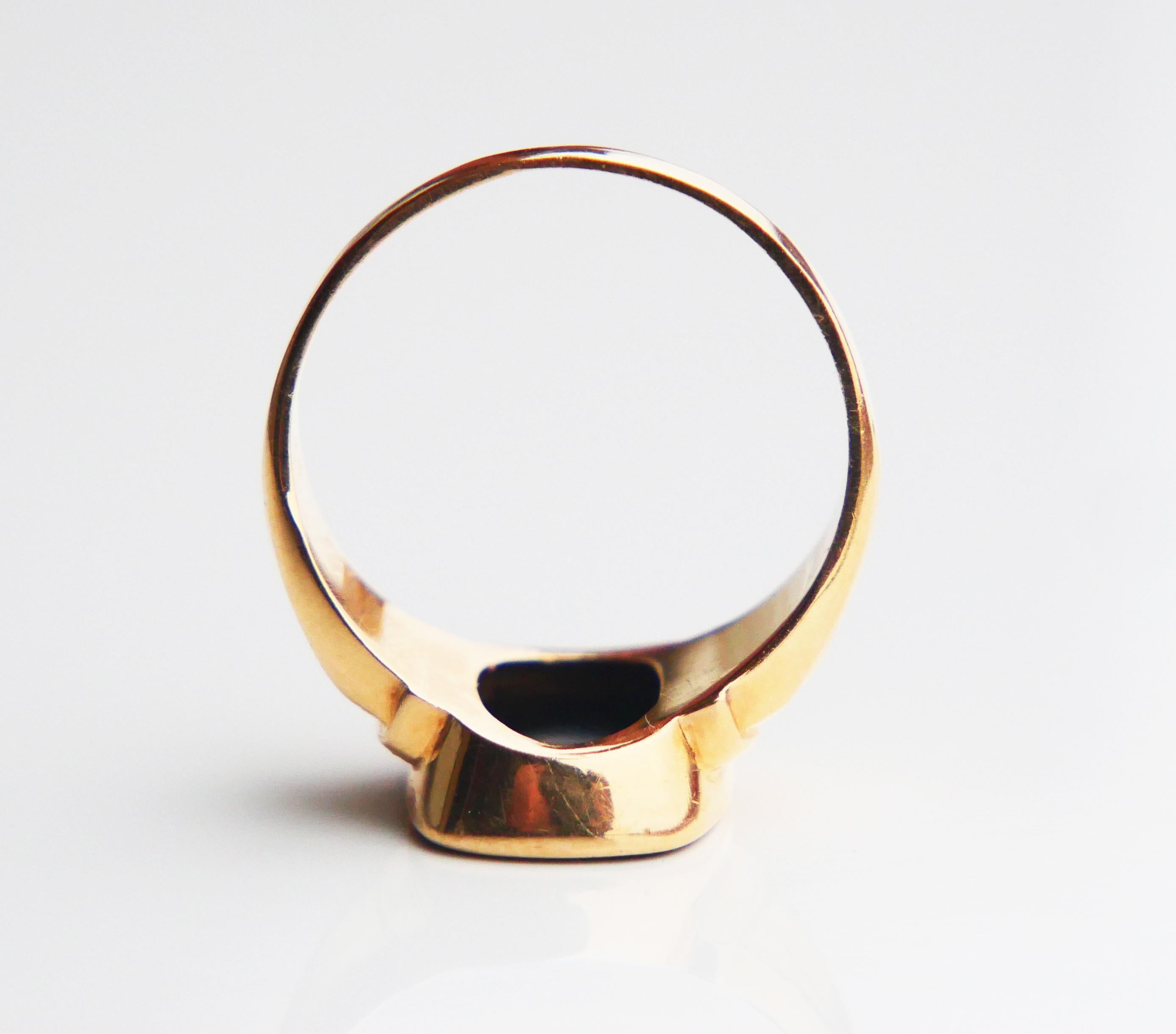 1954 Signet Men Ring 4.5ct natural Onyx solid 18K Gold Ø 9.25 US / 4.25gr For Sale 6