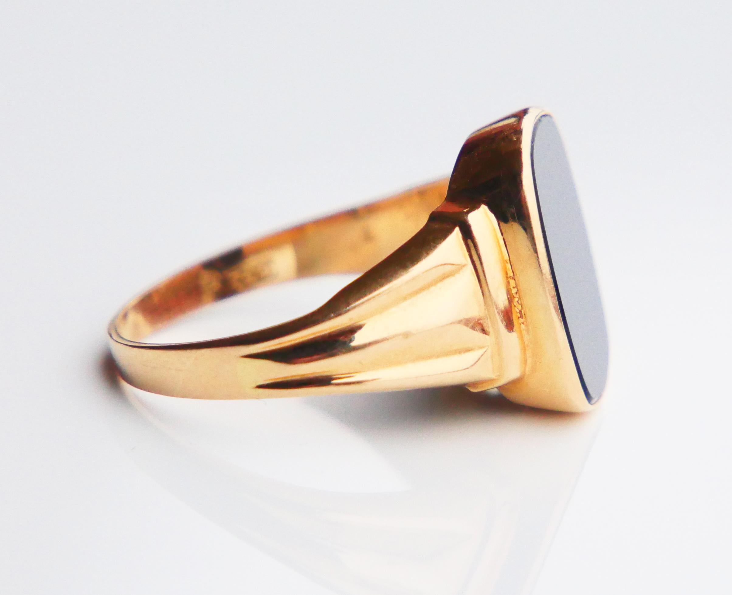 1954 Signet Men Ring 4.5ct natural Onyx solid 18K Gold Ø 9.25 US / 4.25gr For Sale 7