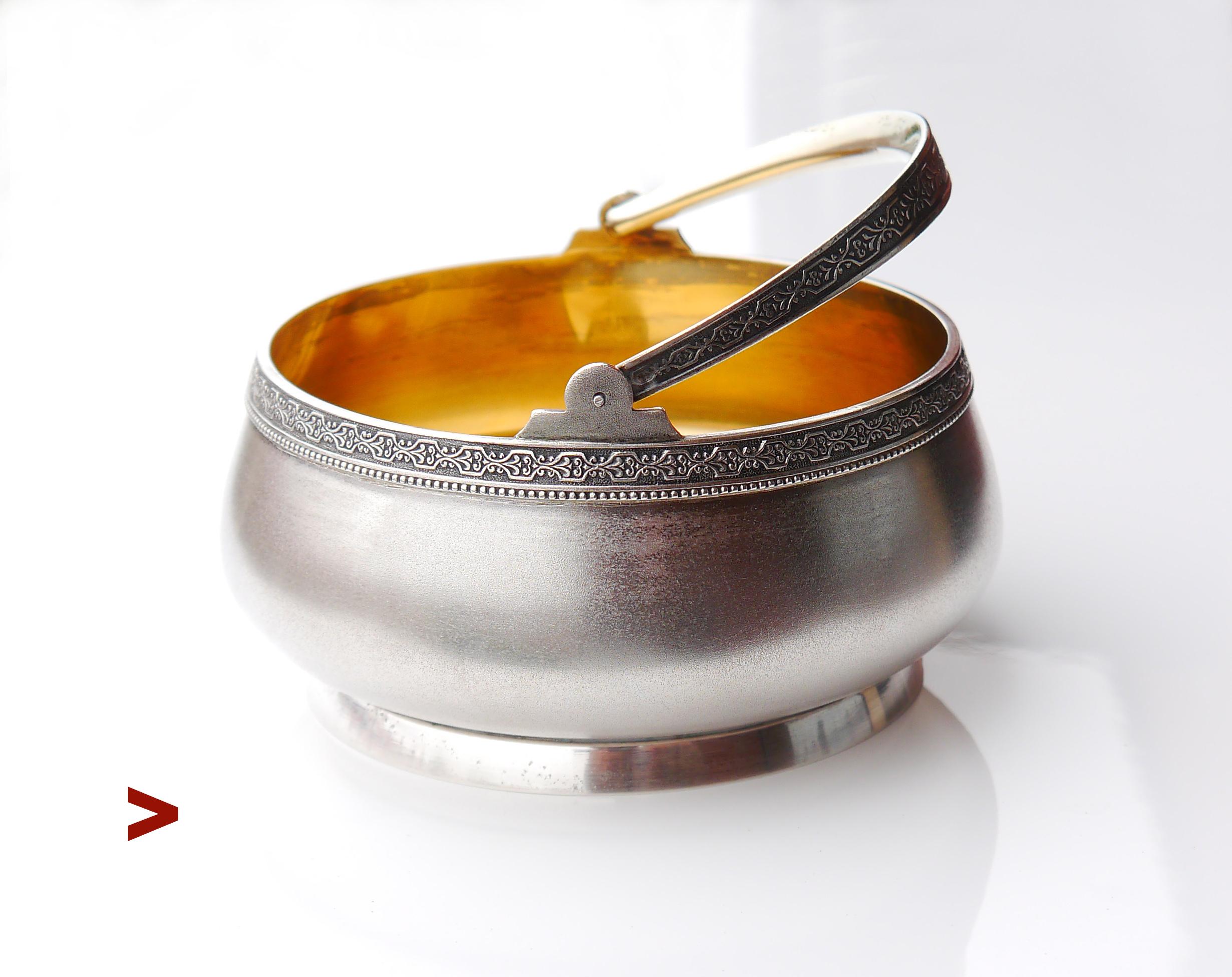 Moderno 1954 USSR Russia d'argento massiccio dorato 875 Cestino con ciotola / 188 grammi in vendita