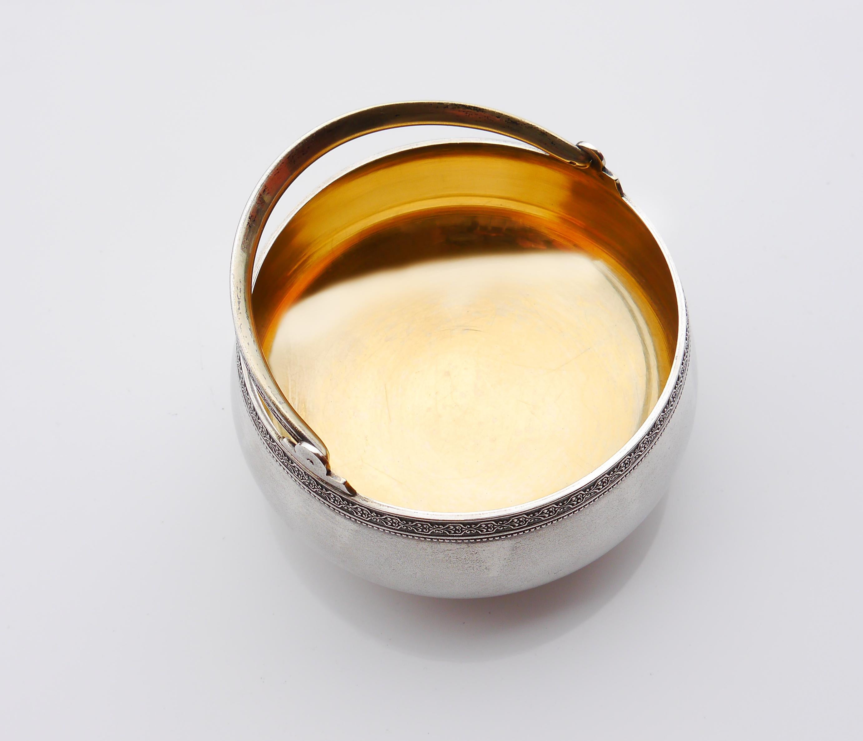 1954 USSR Russia d'argento massiccio dorato 875 Cestino con ciotola / 188 grammi in vendita 2