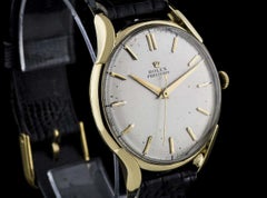 1954 Vintage Rolex Yellow Gold Silver Baton Dial Fancy Lugs Precision 4891