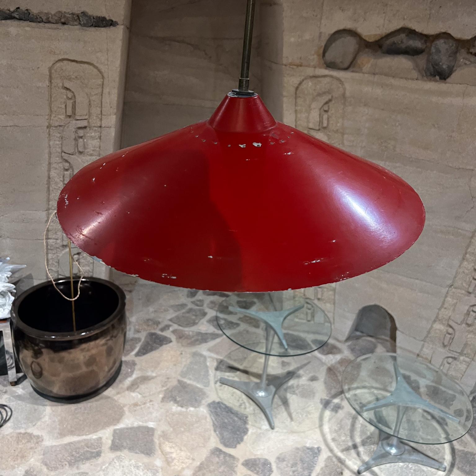1954 Vintage Stilnovo Italian Pendant Lamp Red For Sale 2