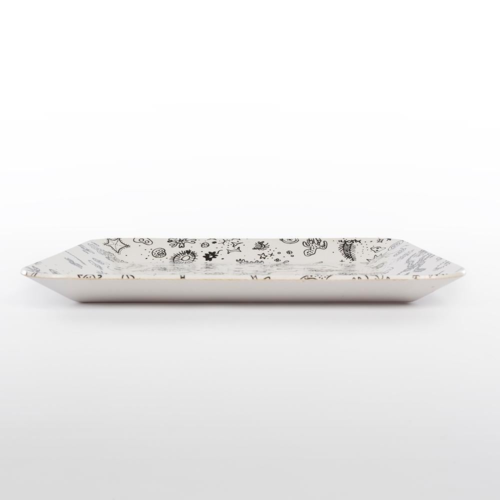 Mid-Century Modern 1954 Waverly Products Ray Eames Square 'Sea Things' Serving Tray, White For Sale