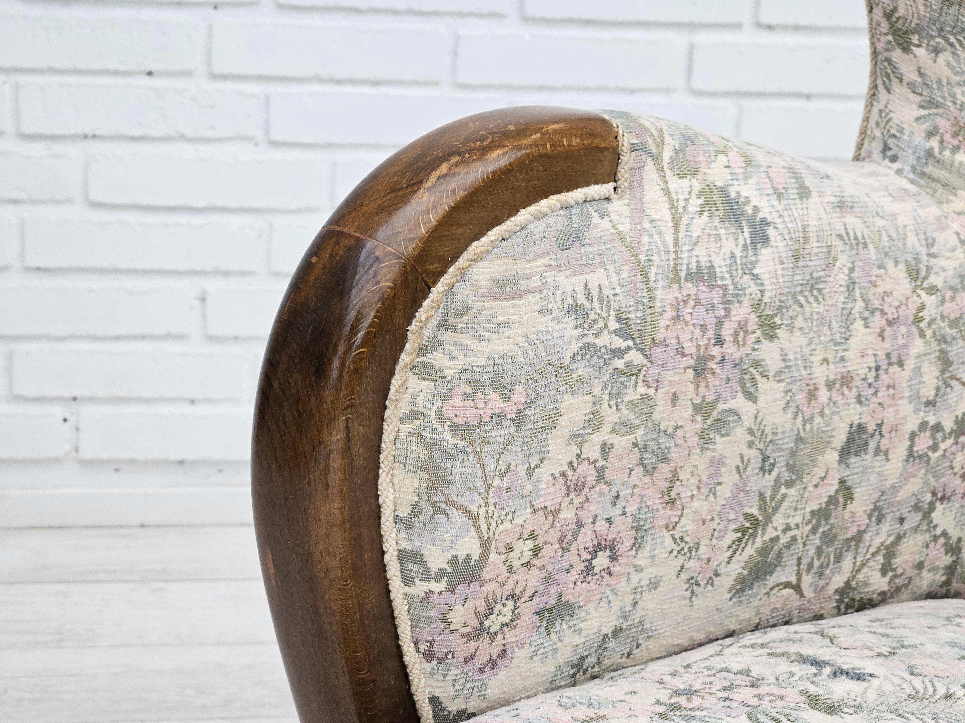 1955-60s, Danish design, armchair in floral multicolor fabric, original. For Sale 8