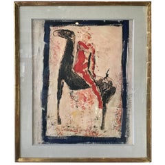 1955 Abstrakter Druck von Mann auf Pferd von Marino