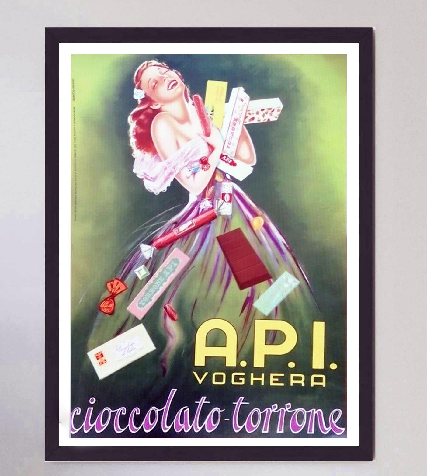 Mid-20th Century 1955 API Voghera Chocolate Original Vintage Poster For Sale