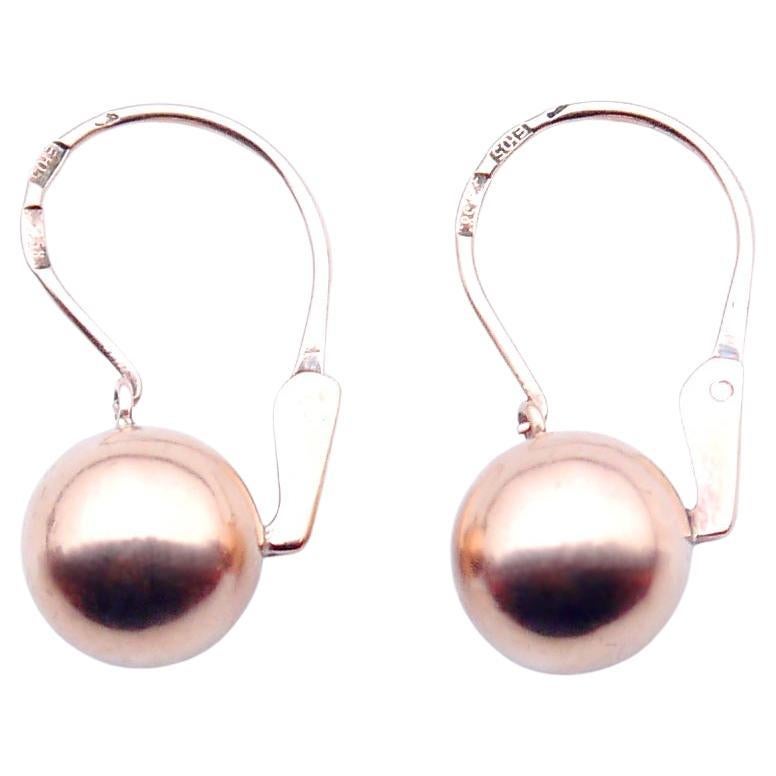 1955 Armenian solid 583 /14K Rose Gold Dangle Earrings /3.6gr