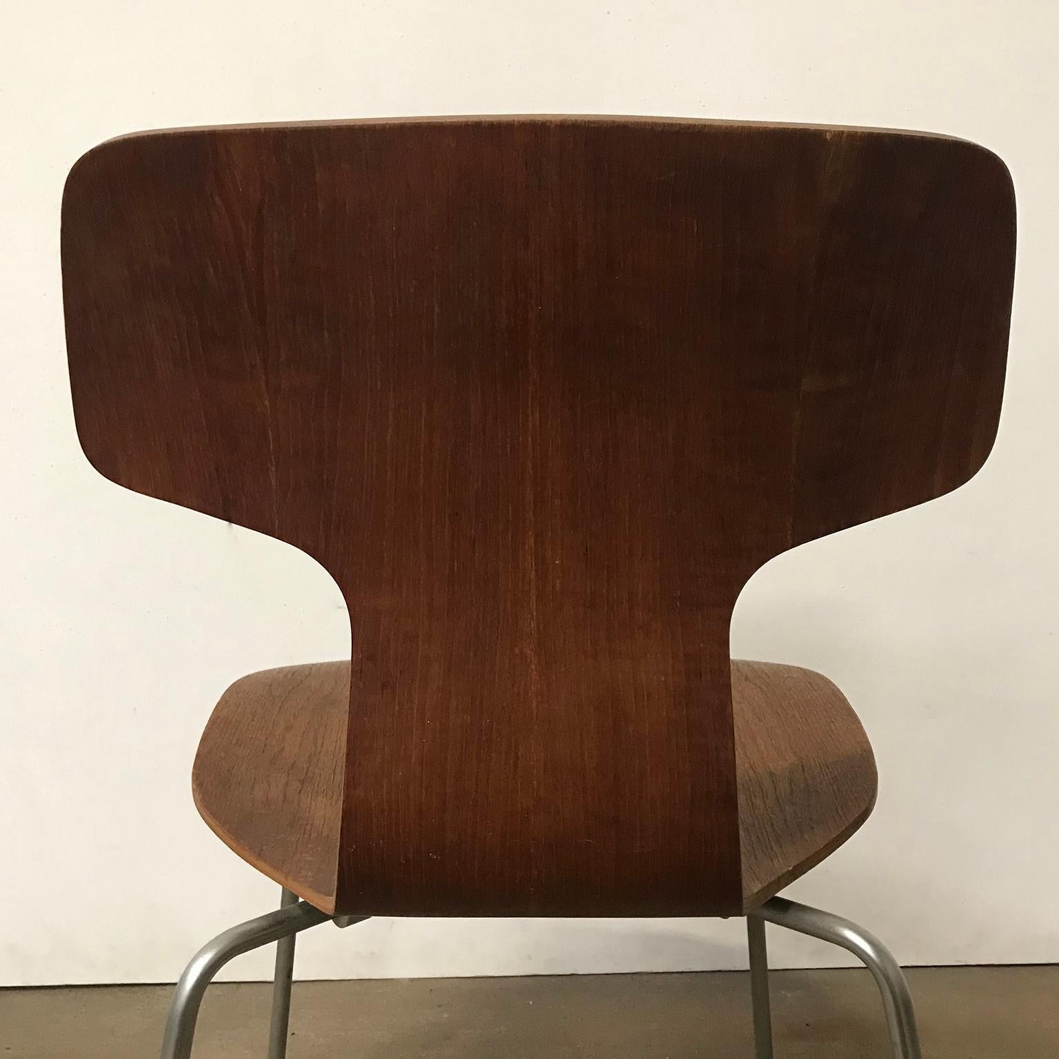 1955, Arne Jacobsen für Fritz Hansen, Original, seltener Stuhl 3103 mit grauem Untergestell im Angebot 4