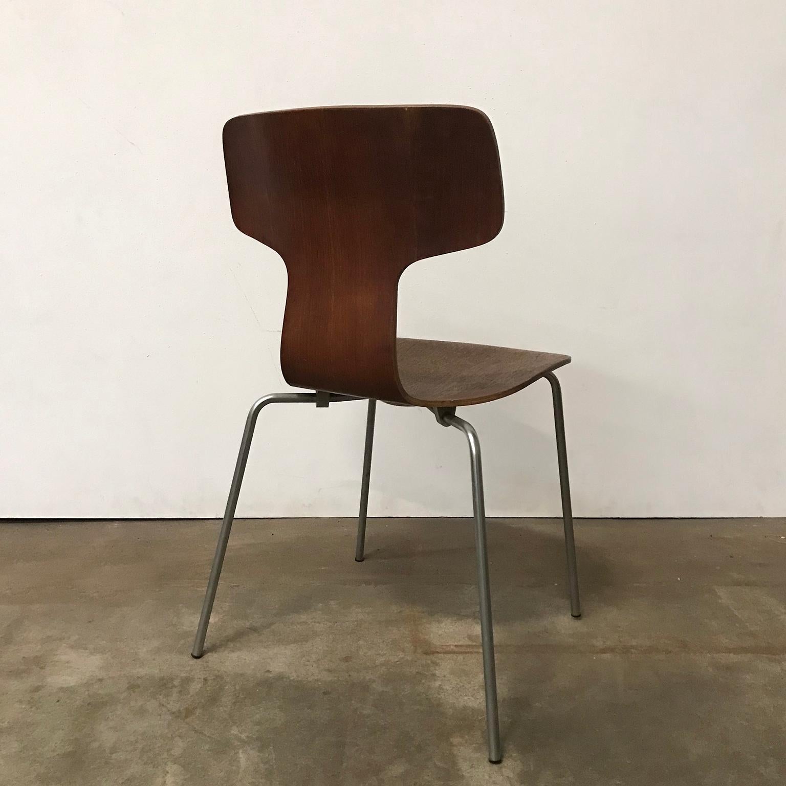 1955, Arne Jacobsen für Fritz Hansen, Original, seltener Stuhl 3103 mit grauem Untergestell (Moderne der Mitte des Jahrhunderts) im Angebot