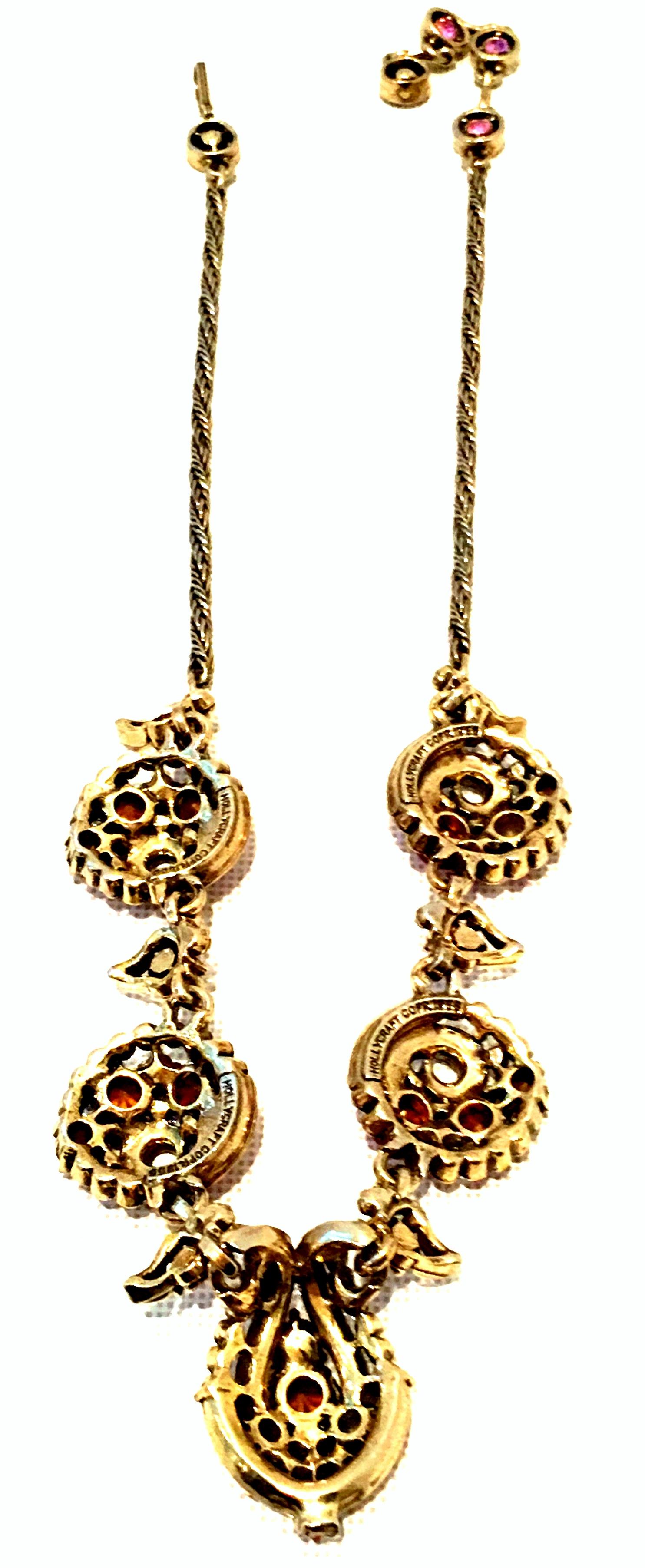 1955 Art Deco Gold & Austrian Crystal Choker Necklace By, Hollycraft 7