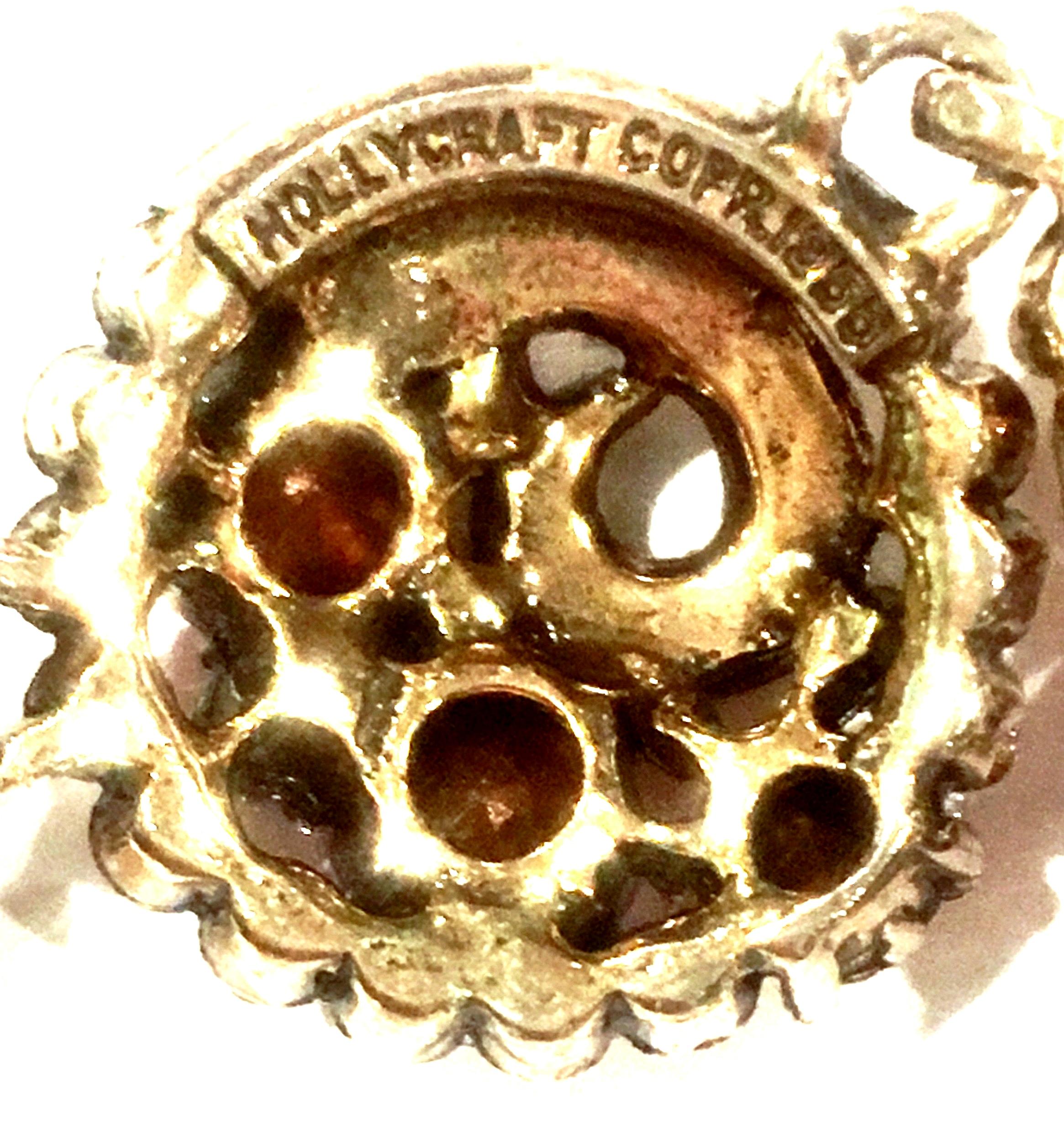 1955 Art Deco Gold & Austrian Crystal Choker Necklace By, Hollycraft 8