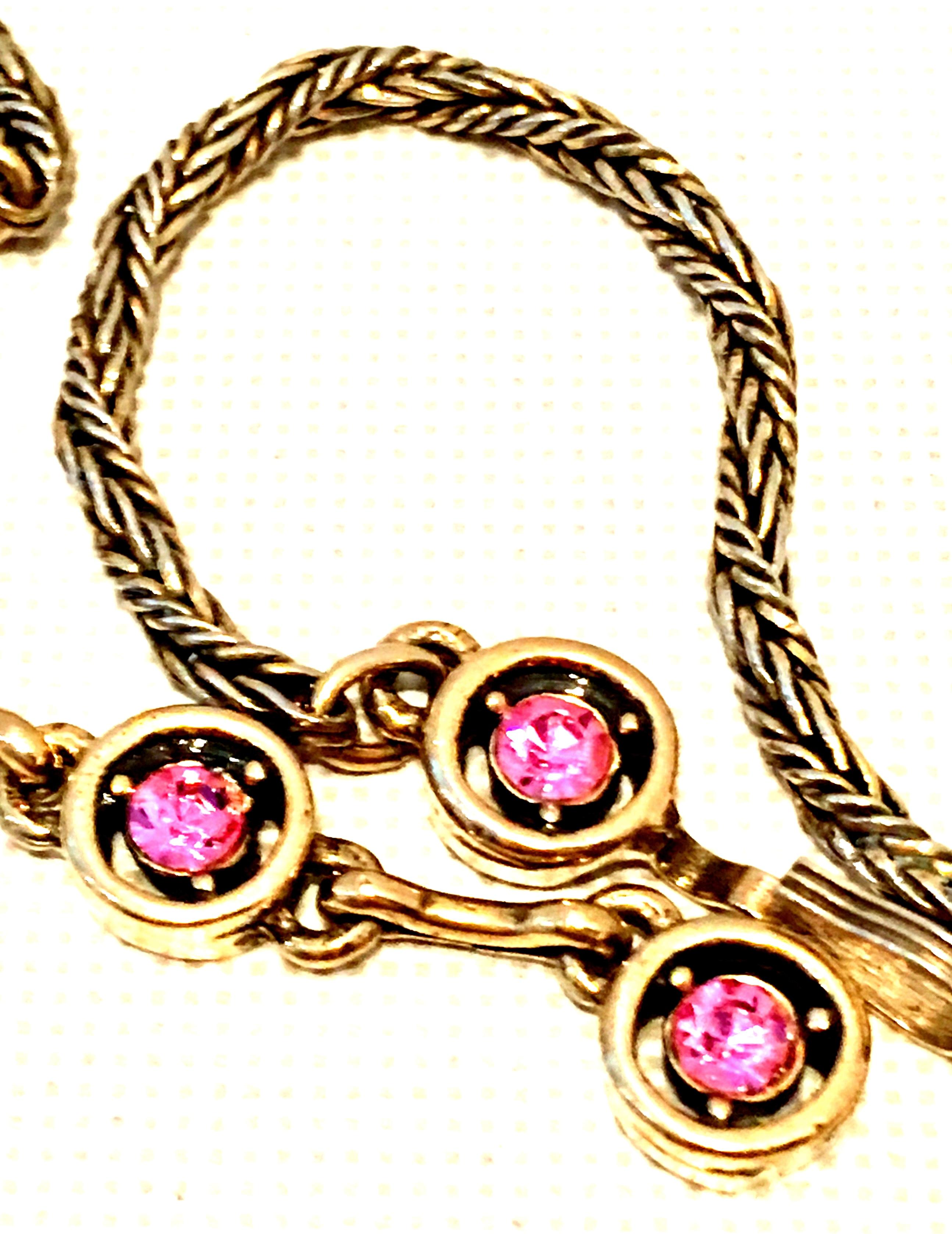 1955 Art Deco Gold & Austrian Crystal Choker Necklace By, Hollycraft 5