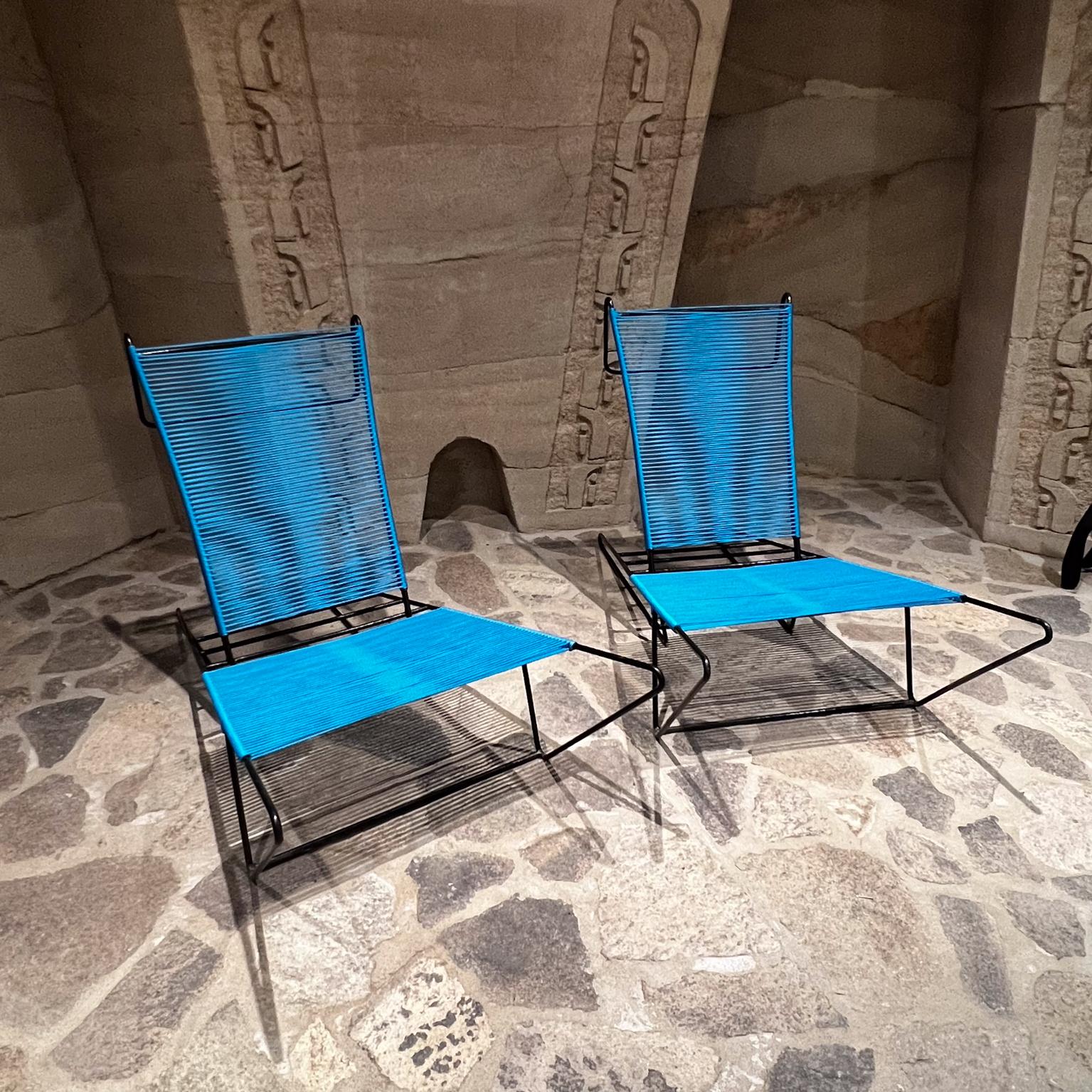 Mid-Century Modern 1955 Arturo Pani Custom Modern Blue Lounge Chairs Mexico City For Sale