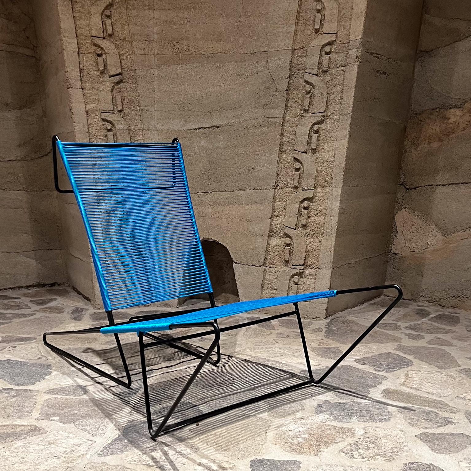 Mexican 1955 Arturo Pani Custom Modern Blue Lounge Chairs Mexico City For Sale