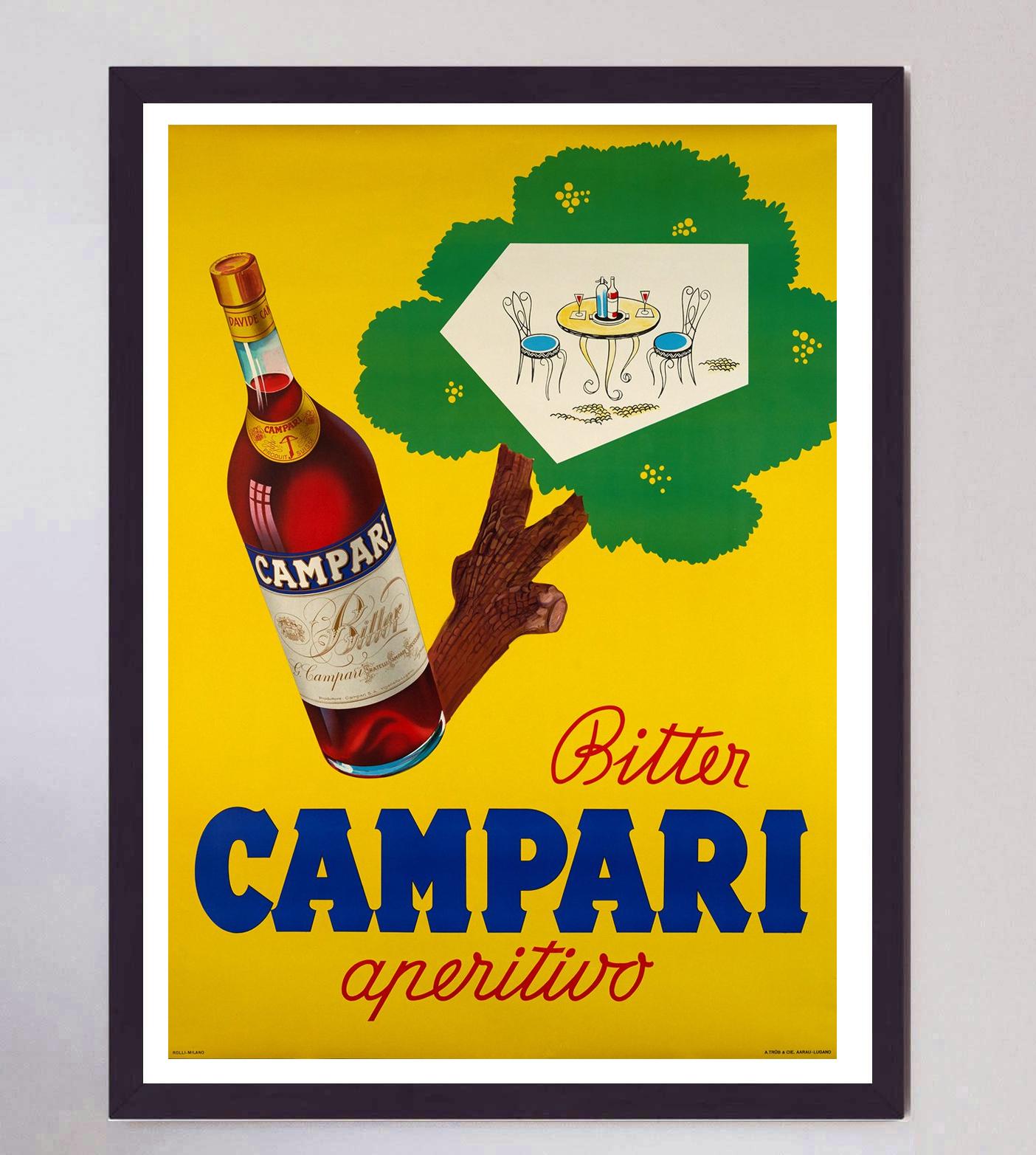 Affiche vintage d'origine Bitter Campari Aperitivo, 1955 Bon état - En vente à Winchester, GB