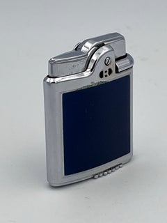 Briquet de poche automatique Ronson « Whirlwind Imperial » de 1955, en émail bleu et chrome