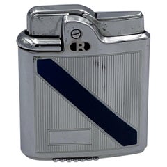 Briquet de poche automatique Ronson « Whirlwind Imperial » de 1955, en émail bleu et chrome
