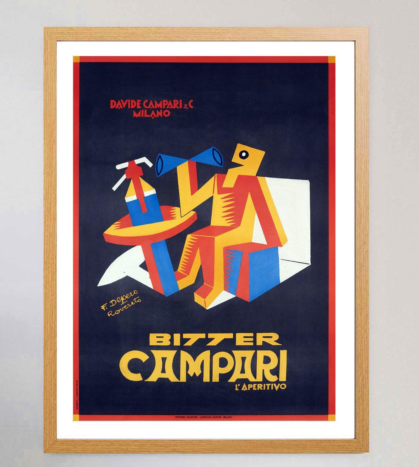 Futurist 1955 Campari, Fortunato Depero Original Vintage Poster For Sale