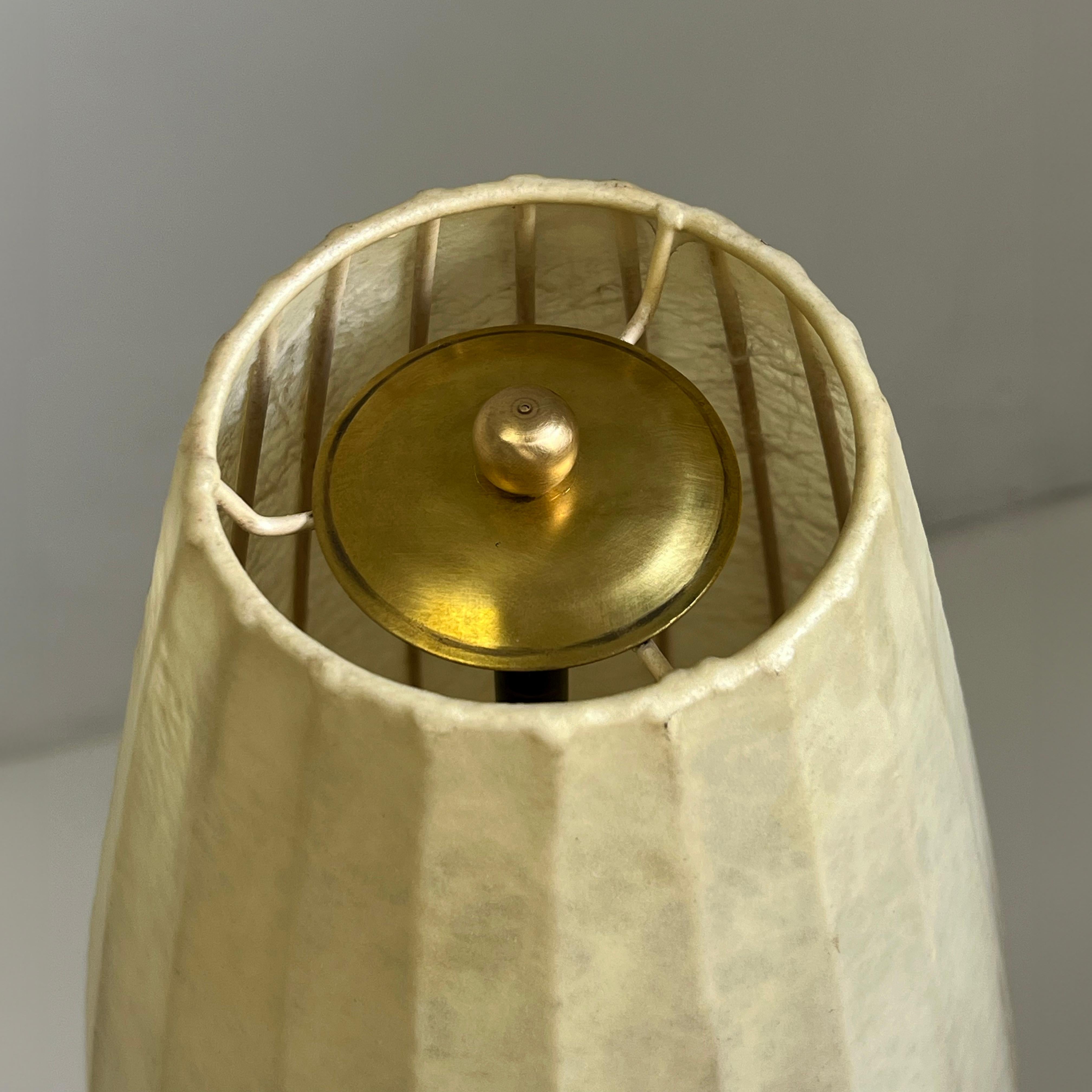 1955 Cocoon floor lamp with brass and cast iron base, produced by A.Eisenkeil. 5