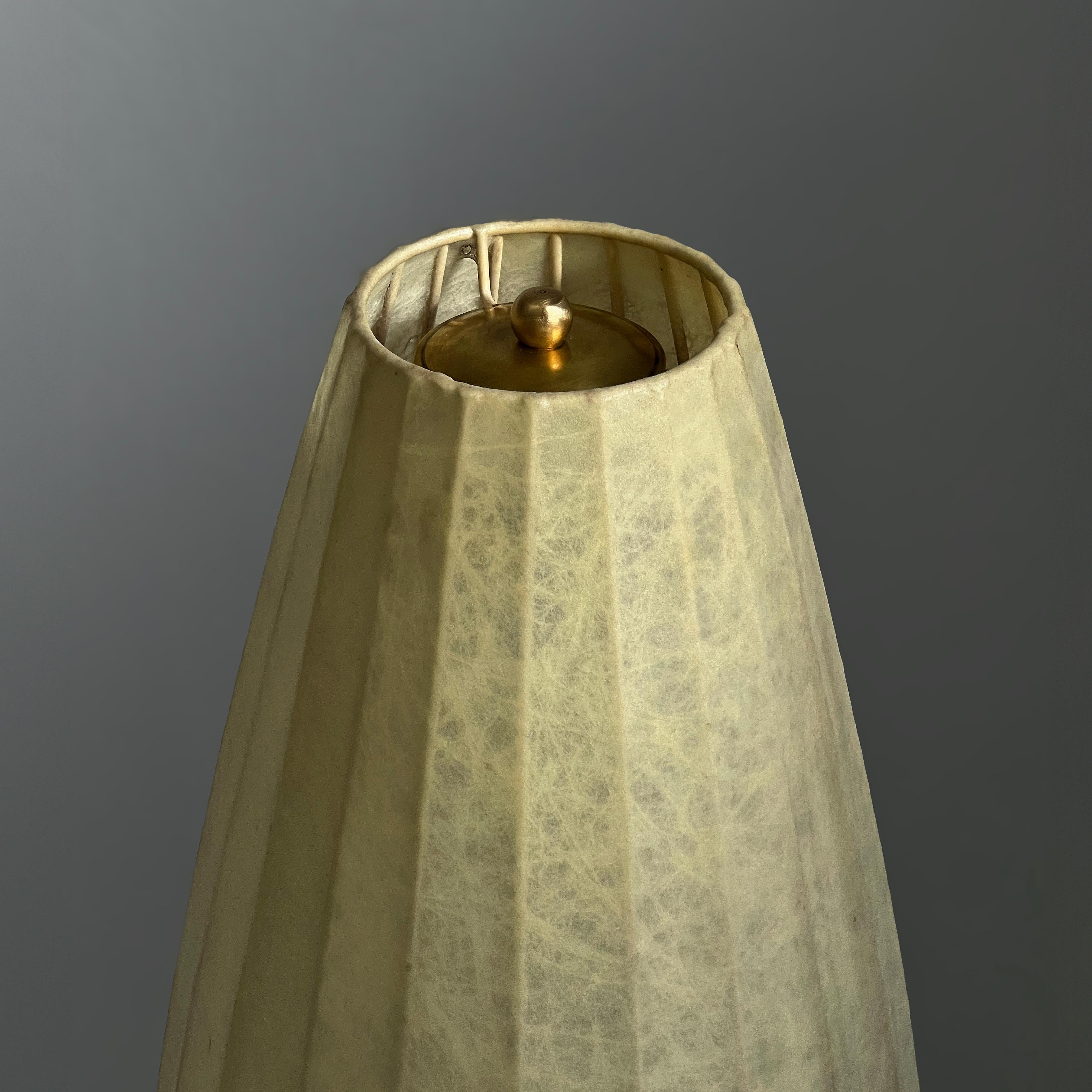 1955 Cocoon floor lamp with brass and cast iron base, produced by A.Eisenkeil. 2