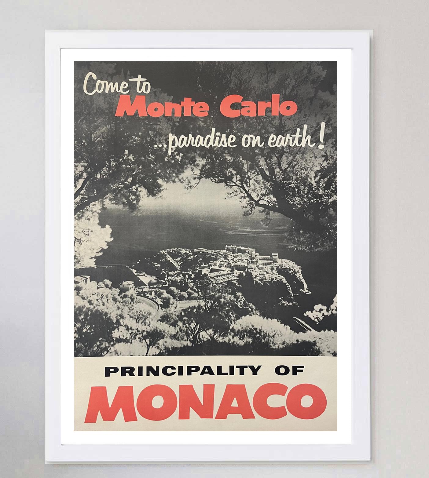 French 1955 Come to Monte-Carlo - Paradise on Earth Original Vintage Poster For Sale