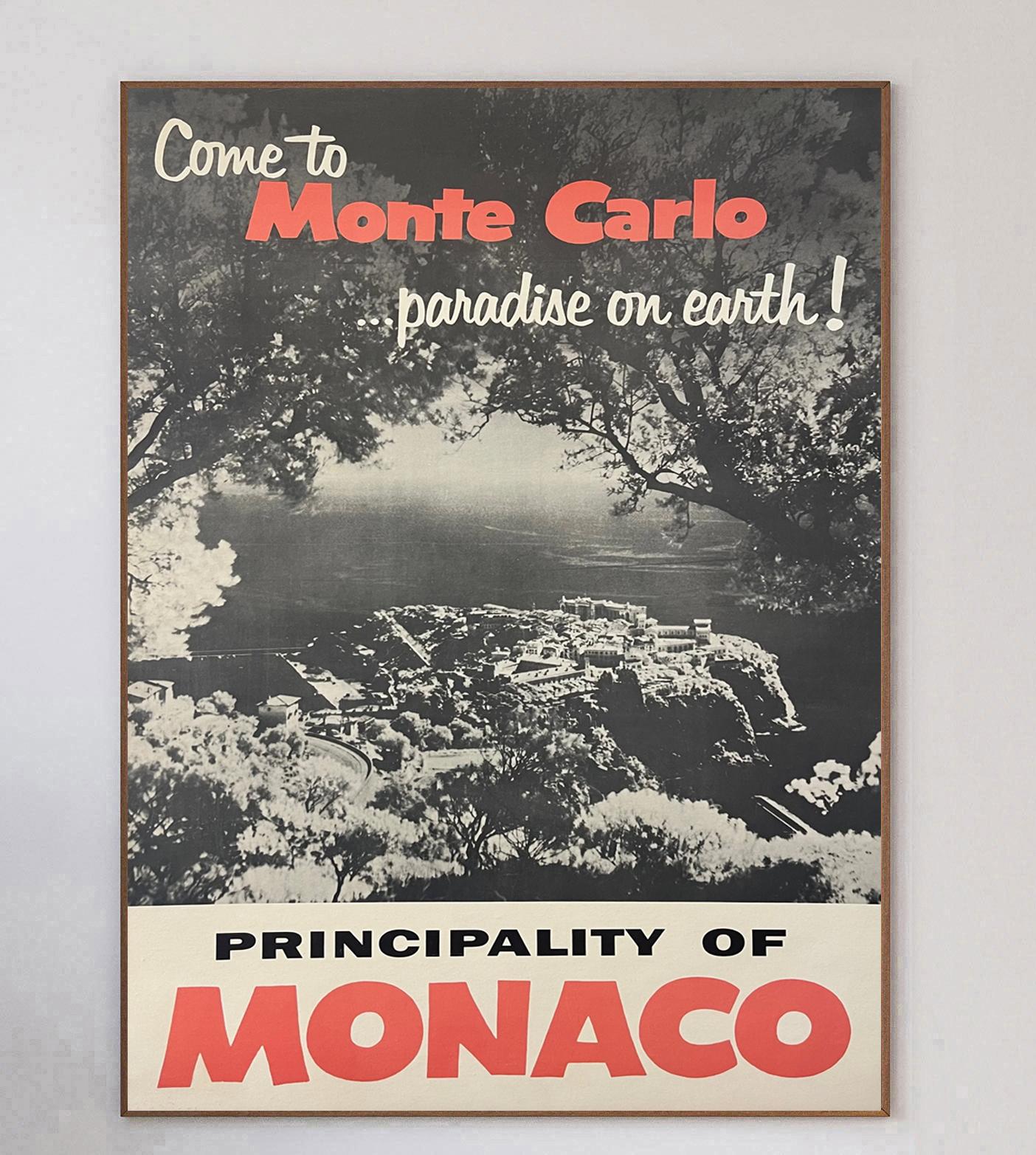 Mid-20th Century 1955 Come to Monte-Carlo - Paradise on Earth Original Vintage Poster For Sale