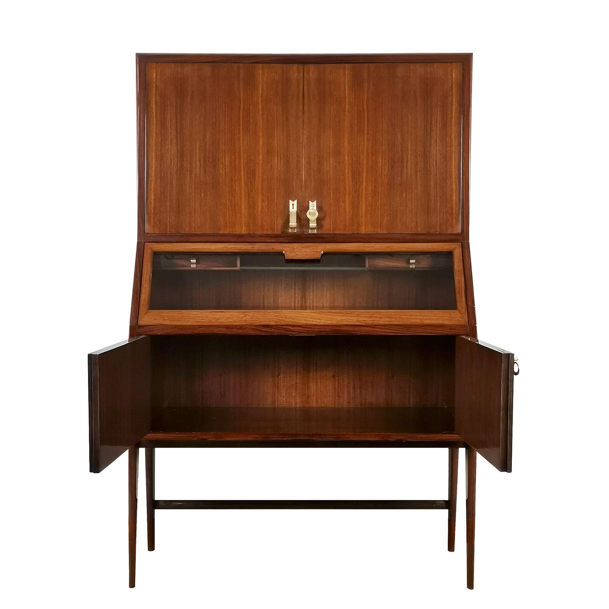 Mid-Century Modern Dry Bar by Ico Parisi in Mahogany, Glass, Brass - Italy For Sale 2