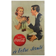 1955 Europäisches Coca Cola Store Display Schild