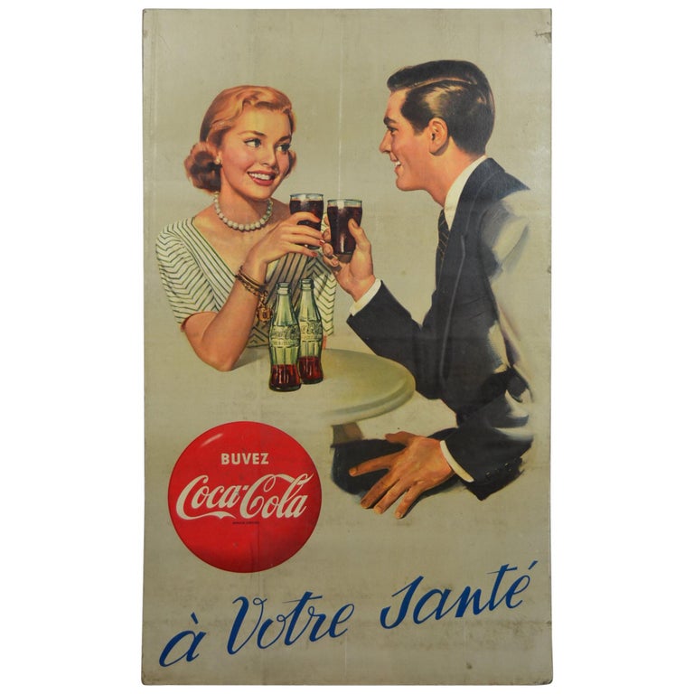 Classic 30's Tin Sign Ad Coke Coca-cola Beach Lady man