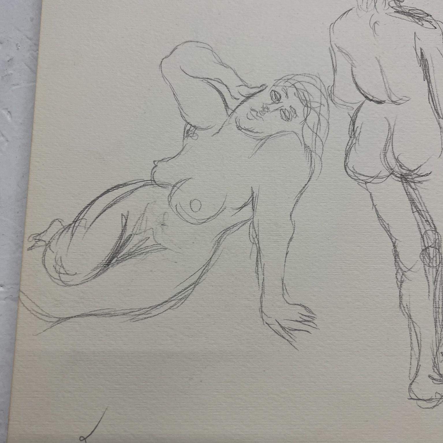 Ensemble de six feuilles d'art dessinées au crayon sur papier Federico Cantú, 1955, Mexique en vente 2