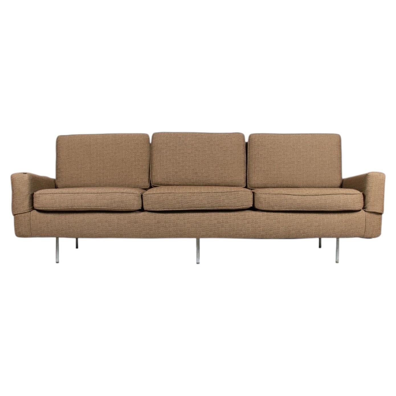 1955 Florence Knoll #26BC Sofa Reupholstered in Neutral Tones of Taupe  Brown +