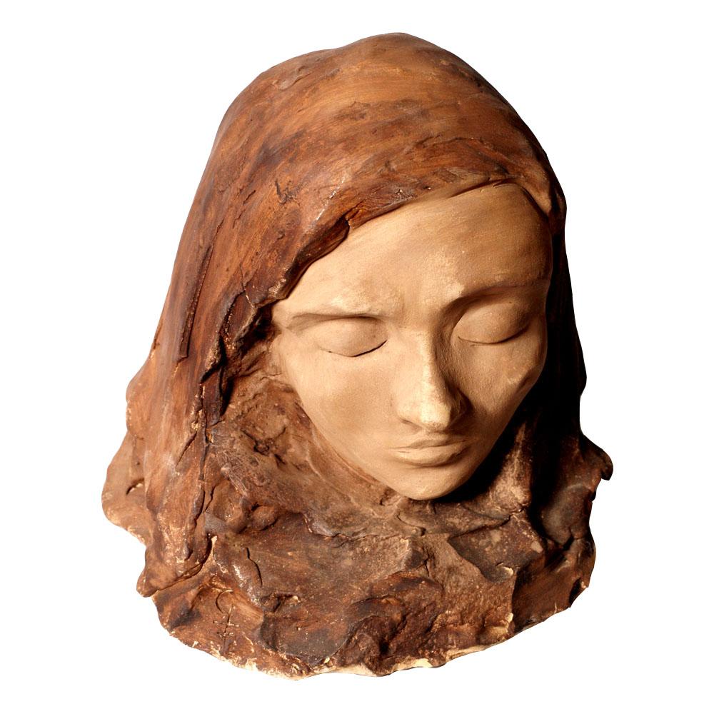 1955 Head of Woman in Painted Clay Signed TZ55 Attributed to Tono Zancanaro For Sale