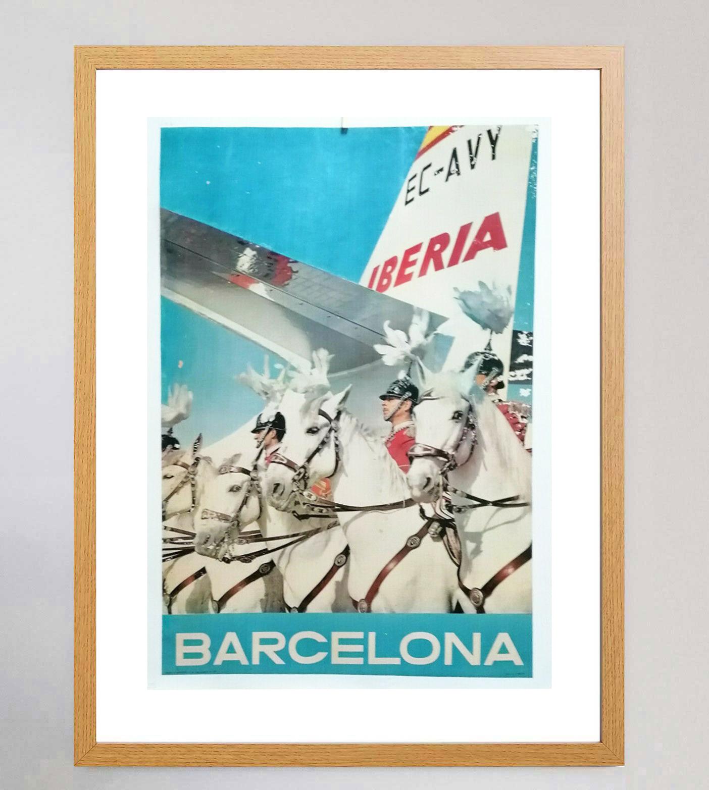 Spanish 1955 Iberia - Barcelona Original Vintage Poster For Sale